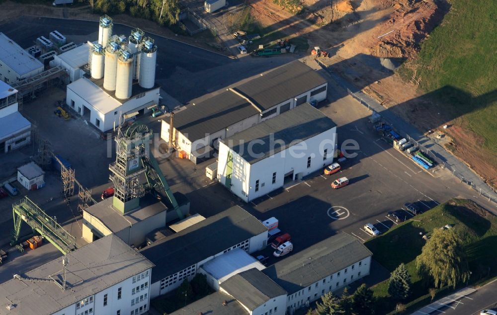 Luftbild Mühlwärts - Förderturm und Eingang des Bergwerkes der K&S AG am Schacht 2 in Mühlwärts in Thüringen