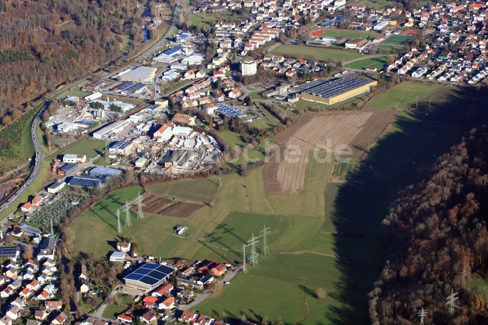 Maulburg von oben - Freifläche für das geplante Gewerbegebiet West in Maulburg im Bundesland Baden-Württemberg, Deutschland