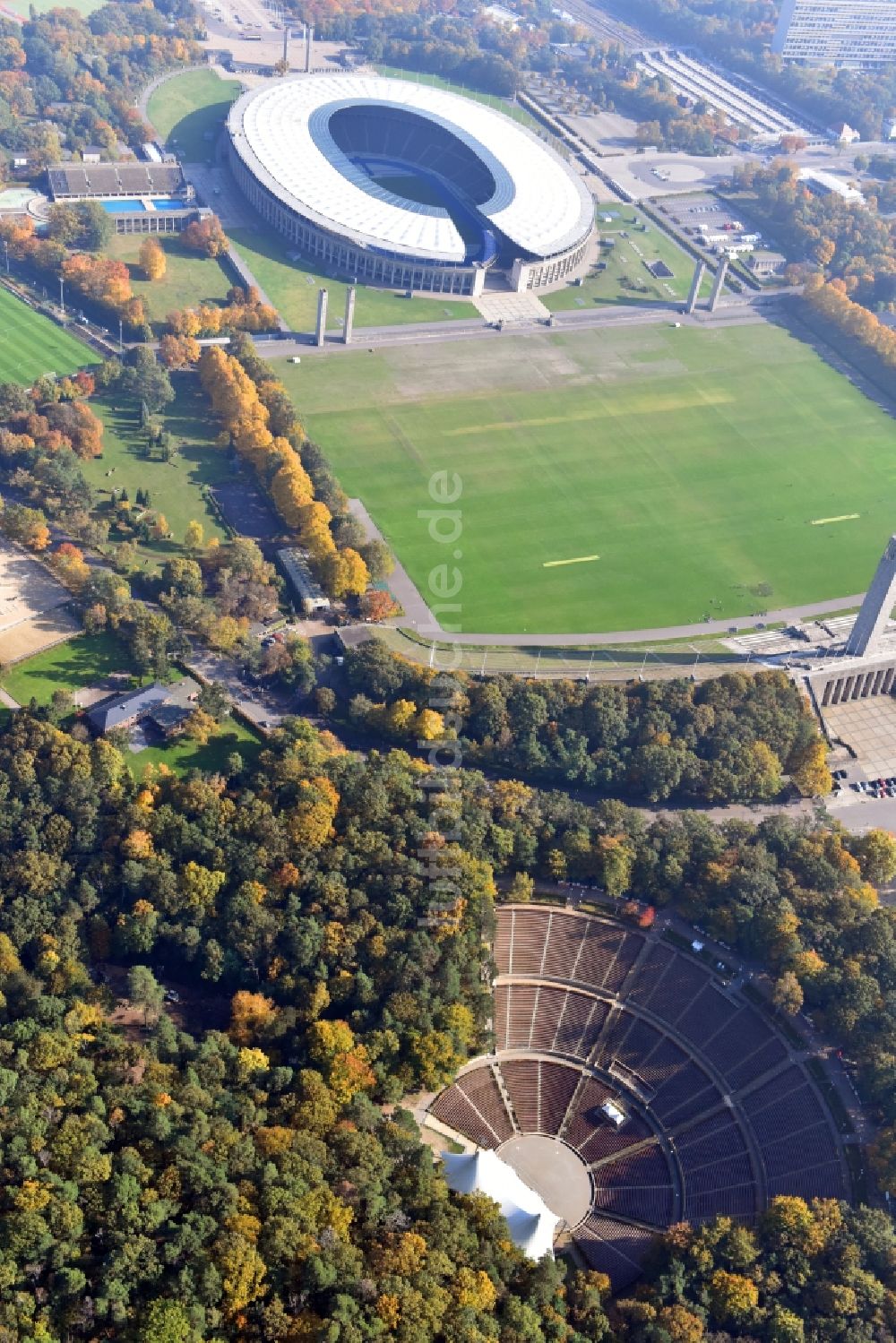 Luftaufnahme Berlin Freilicht Bühne der Waldbühne Berlin