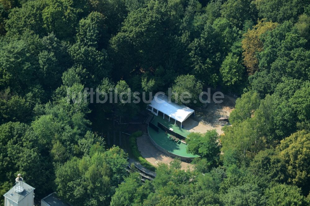 Luftaufnahme Chemnitz - Freilichtbühne der Küchwaldbühne im Küchwaldpark in Chemnitz im Bundesland Sachsen