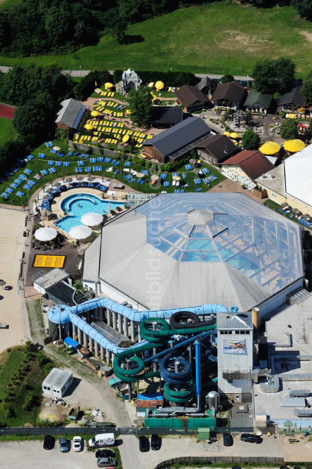 Stein von oben - Freizeitbad Kristall Palm Beach im bayerischen Stein