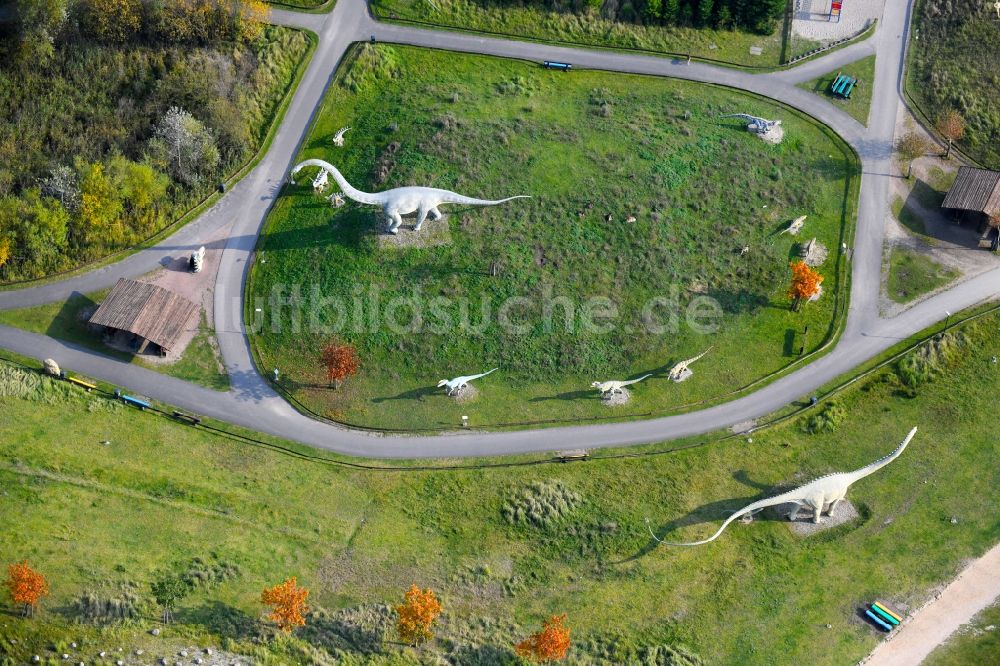 Germendorf aus der Vogelperspektive: Freizeitzentrum Dinopark Germendorf An den Waldseen in Oranienburg im Bundesland Brandenburg, Deutschland