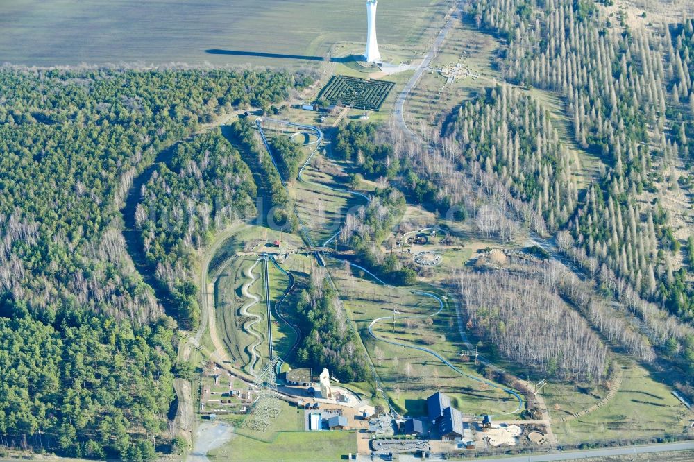 Teichland von oben - Freizeitzentrum Erlebnispark Teichland in Teichland im Bundesland Brandenburg, Deutschland