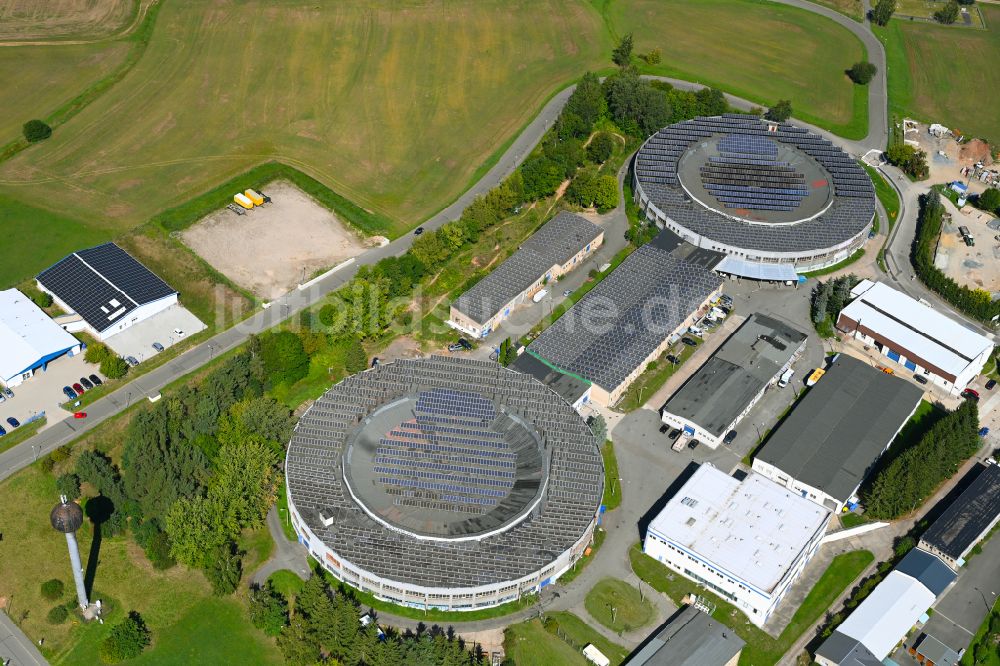 Luftaufnahme Fraureuth - Freizeitzentrum Go-Kart Halle in Fraureuth im Bundesland Sachsen, Deutschland