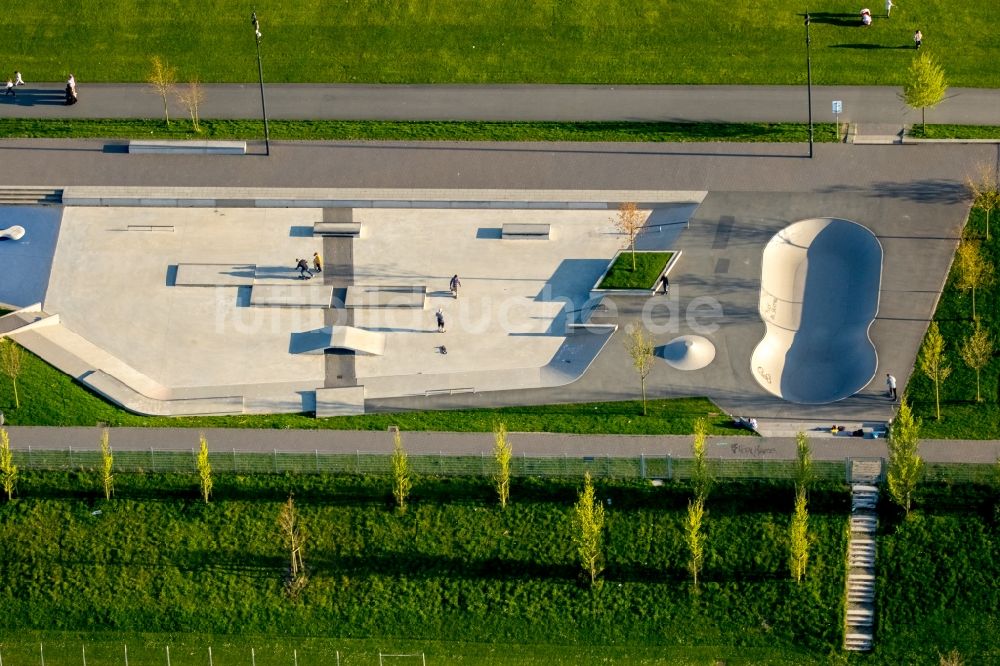 Luftbild Hamm - Freizeitzentrum Skater-Anlage im Lippepark Hamm - Schacht Franz in Hamm im Bundesland Nordrhein-Westfalen