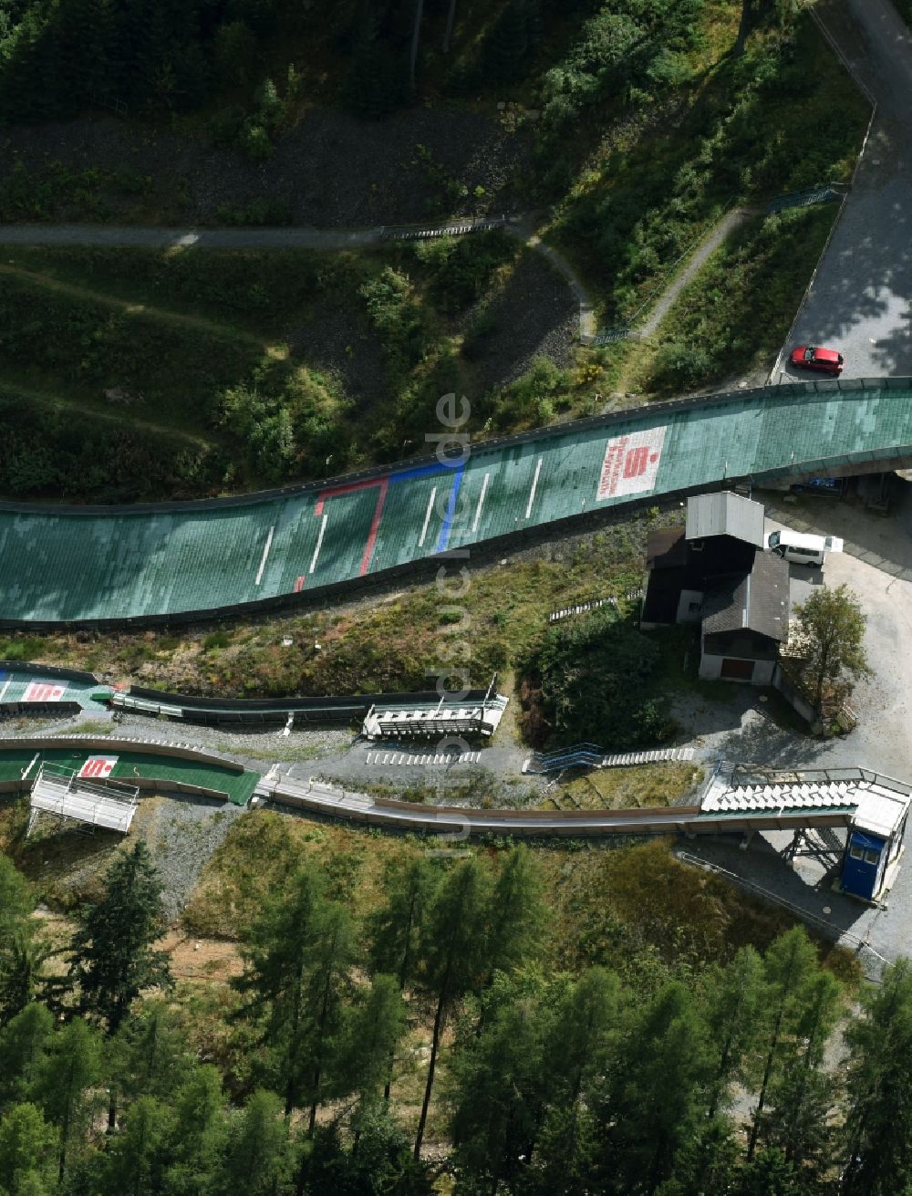 Bischofsgrün aus der Vogelperspektive: Freizeitzentrum der Skisprungschanzen in Bischofsgrün im Bundesland Bayern