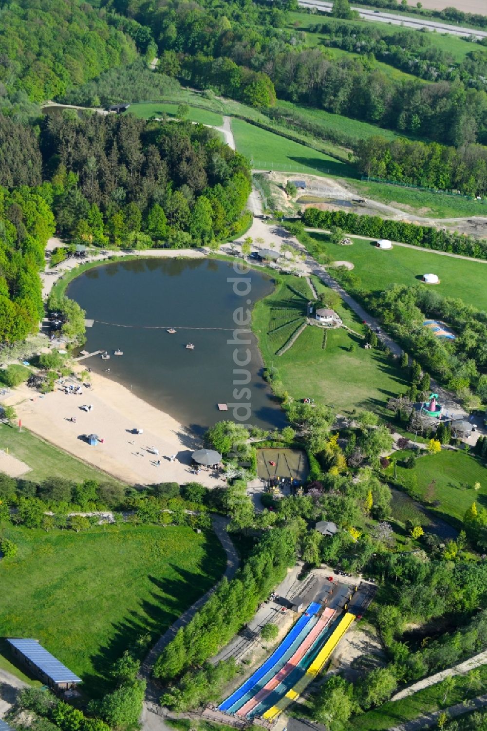 Luftaufnahme Lichtenau - Freizeitzentrum Sonnenlandpark Lichtenau an der Sachsenstraße im Ortsteil Ottendorf in Lichtenau im Bundesland Sachsen, Deutschland