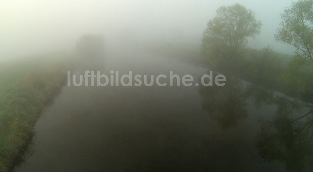 Luftaufnahme Olfen - Früh- Nebel- Landschaft der Wiesen und Felder an den Lippemäander, Lippeschleife der Lippeauen an der Lippe bei Olfen im Bundesland Nordrhein-Westfalen NRW