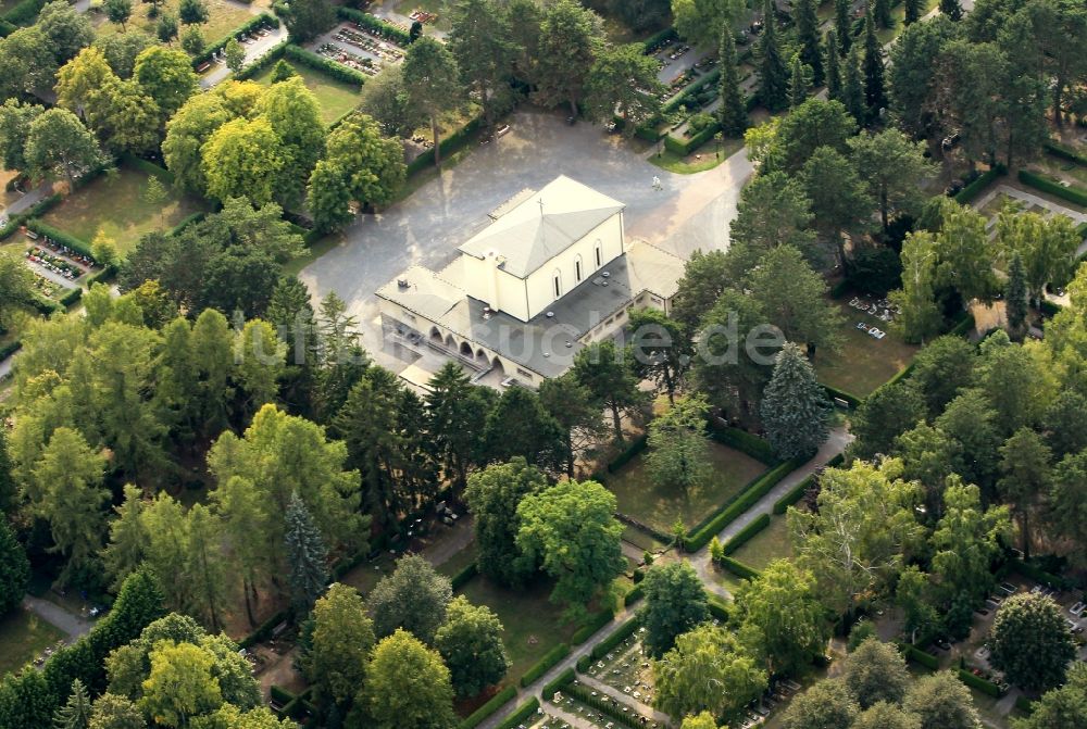 Luftbild Mühlhausen - Friedhofsgelände mit Friedhofshalle in Mühlhausen in Thüringen