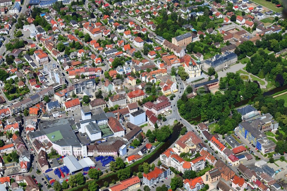 Donaueschingen von oben - Fürstenberg - Brauerei in Donaueschingen im Bundesland Baden-Württemberg, Deutschland