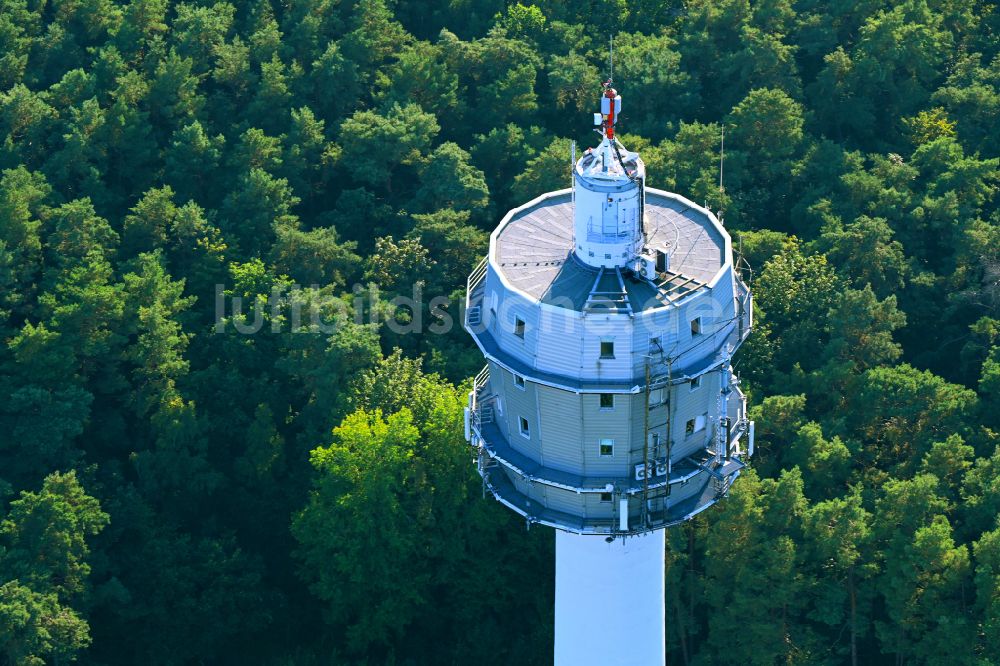 Luftbild Blumberg - Funkturm und Sendeanlage als Grundnetzsender in Birkholzaue im Bundesland Brandenburg