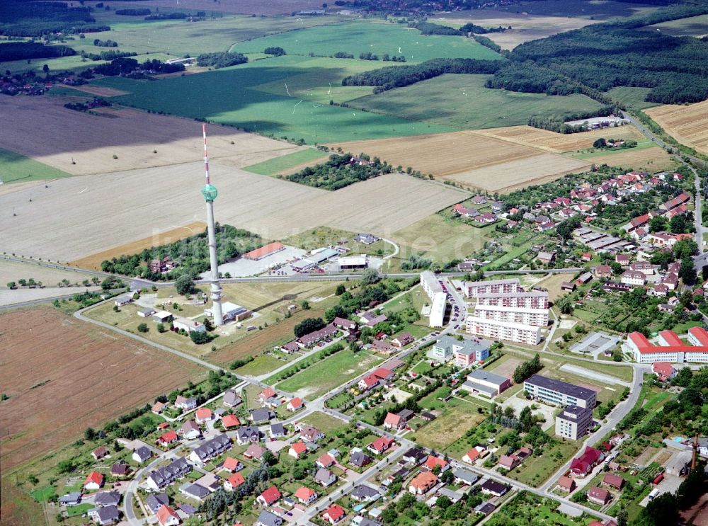 Luftaufnahme Calau - Funkturm und Sendeanlage als Grundnetzsender in Calau im Bundesland Brandenburg, Deutschland