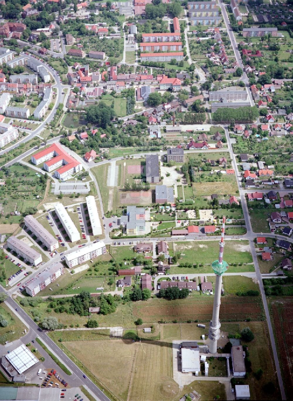 Luftaufnahme Calau - Funkturm und Sendeanlage als Grundnetzsender in Calau im Bundesland Brandenburg, Deutschland