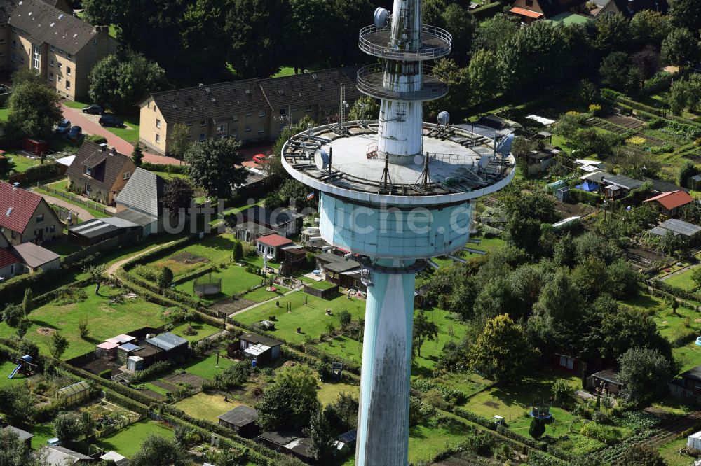 Luftbild Heide - Funkturm und Sendeanlage als Grundnetzsender und Fernmeldeturm in Heide im Bundesland Schleswig-Holstein, Deutschland