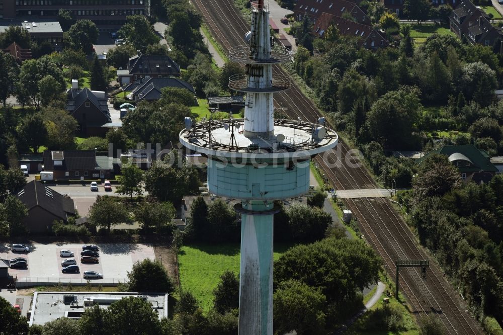 Luftbild Heide - Funkturm und Sendeanlage als Grundnetzsender und Fernmeldeturm in Heide im Bundesland Schleswig-Holstein, Deutschland