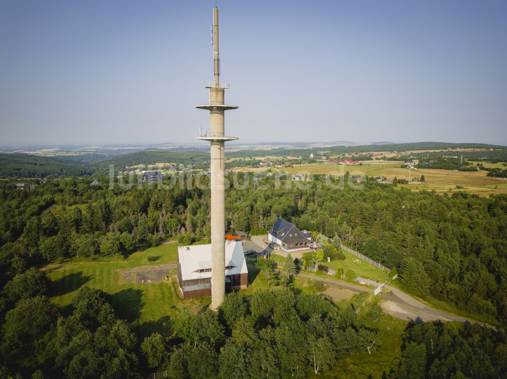 Luftaufnahme Zinnwald-Georgenfeld - Funkturm und Sendeanlage als Grundnetzsender in Zinnwald-Georgenfeld im Bundesland Sachsen, Deutschland