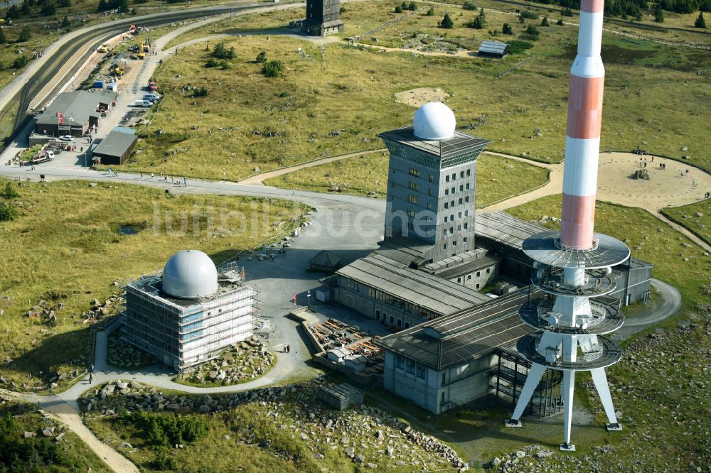 Luftbild Schierke - Funkturm und Sendeanlage auf der Kuppe des Brocken im Harz in Schierke im Bundesland Sachsen-Anhalt, Deutschland