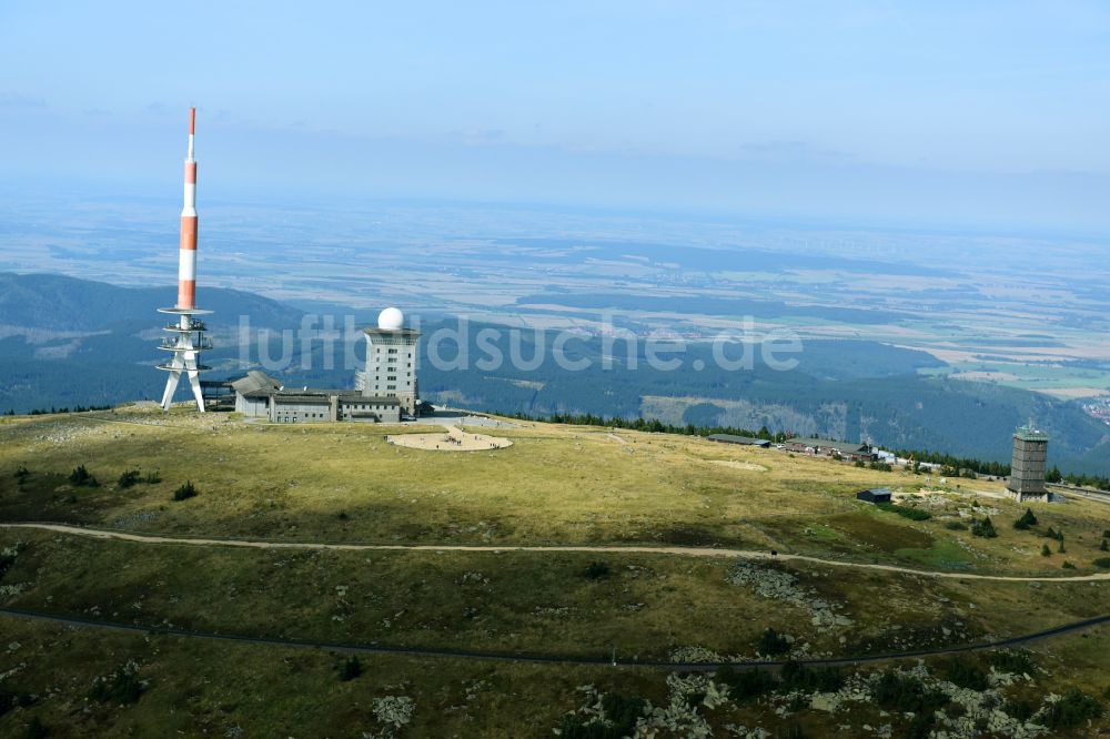 Luftbild Schierke - Funkturm und Sendeanlage auf der Kuppe des Brocken im Harz in Schierke im Bundesland Sachsen-Anhalt, Deutschland