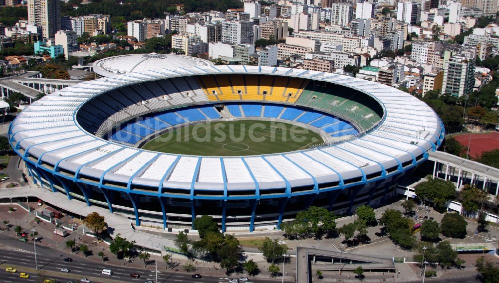 Rio de Janeiro von oben - Fussball- und Mehrzweckhalle Stadion Estadio do Maracana vor dem Umbau anlässlich des FIFA World Cup 2014 in Rio de Janeiro in Brasilien 