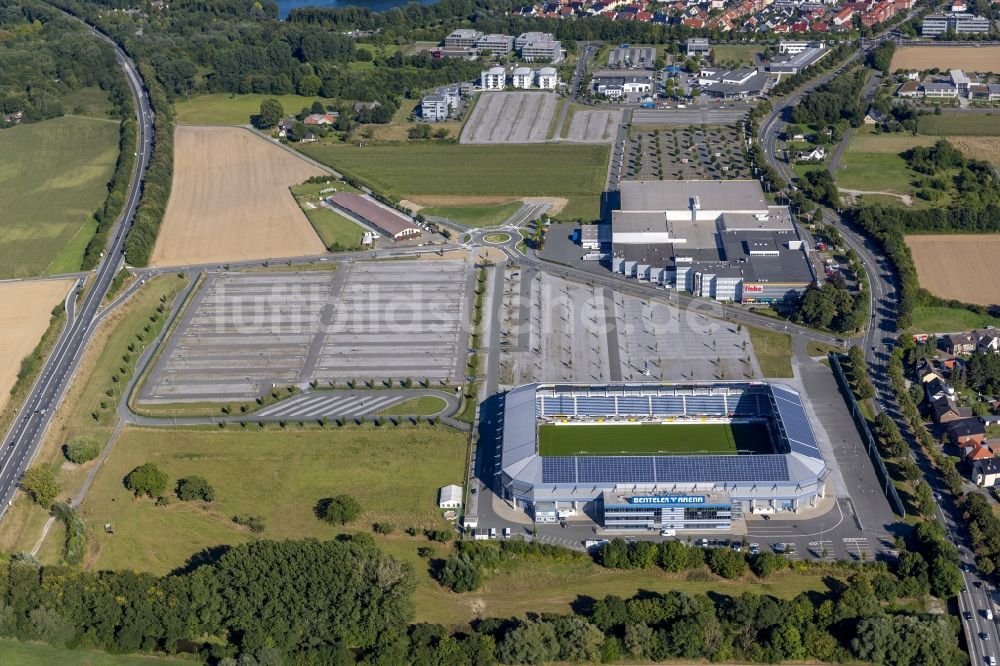 Luftaufnahme Paderborn - Fußball- Stadion Benteler- Arena in Paderborn im Bundesland Nordrhein-Westfalen