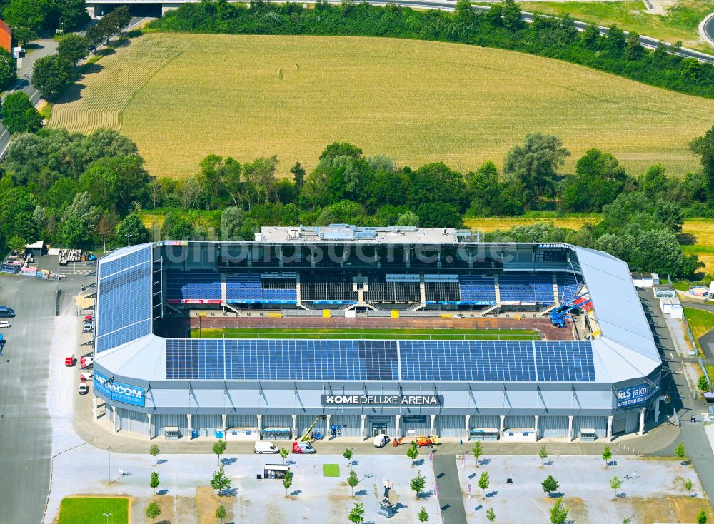 Paderborn von oben - Fußball- Stadion Benteler-Arena in Paderborn im Bundesland Nordrhein-Westfalen, Deutschland