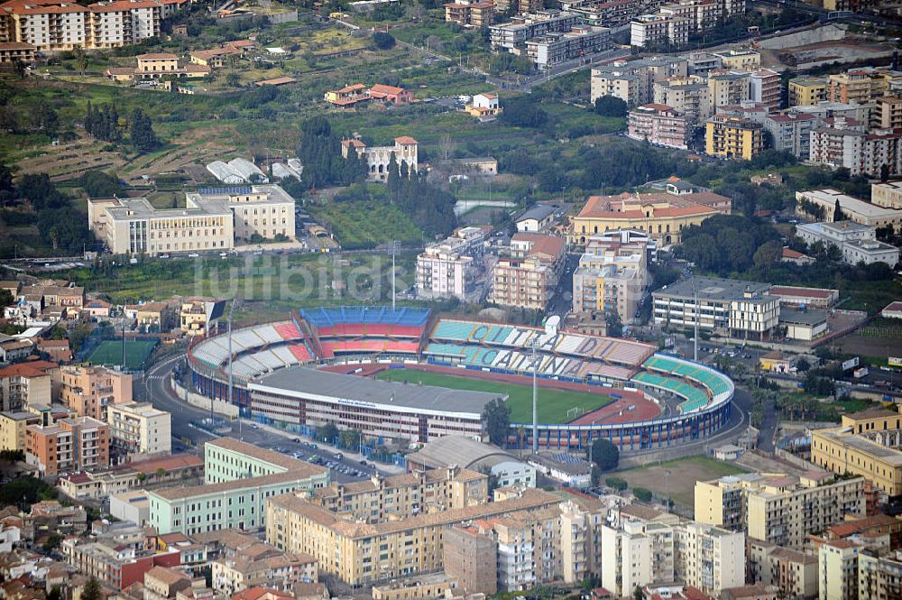 Luftaufnahme Catania - Fußball- Stadion Stadio Angelo Massimino in Catania auf der italienischen Insel Sizilien