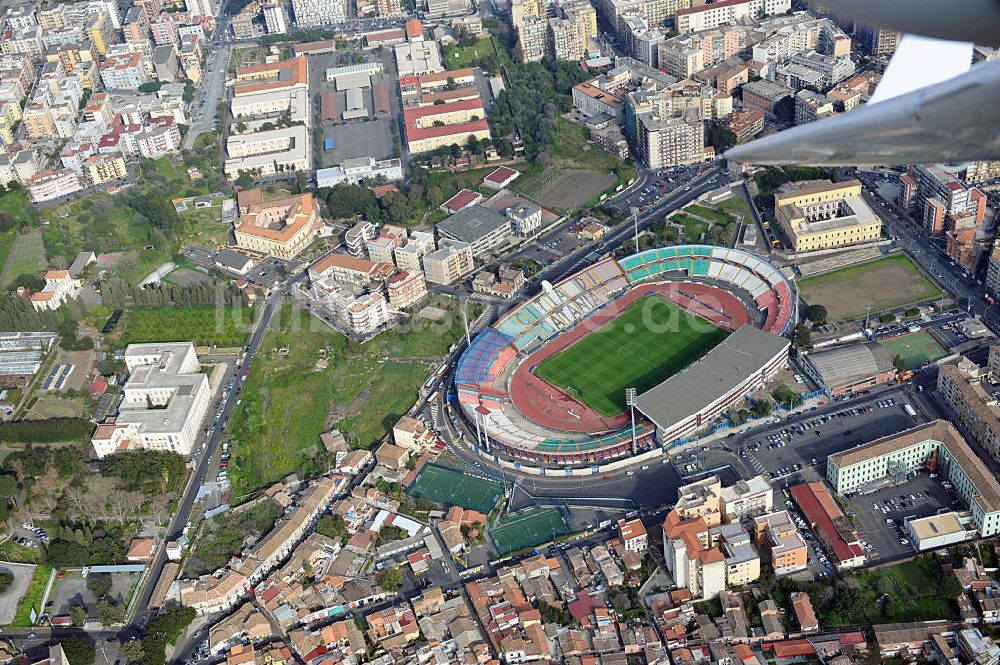 Luftaufnahme Catania - Fußball- Stadion Stadio Angelo Massimino in Catania auf der italienischen Insel Sizilien