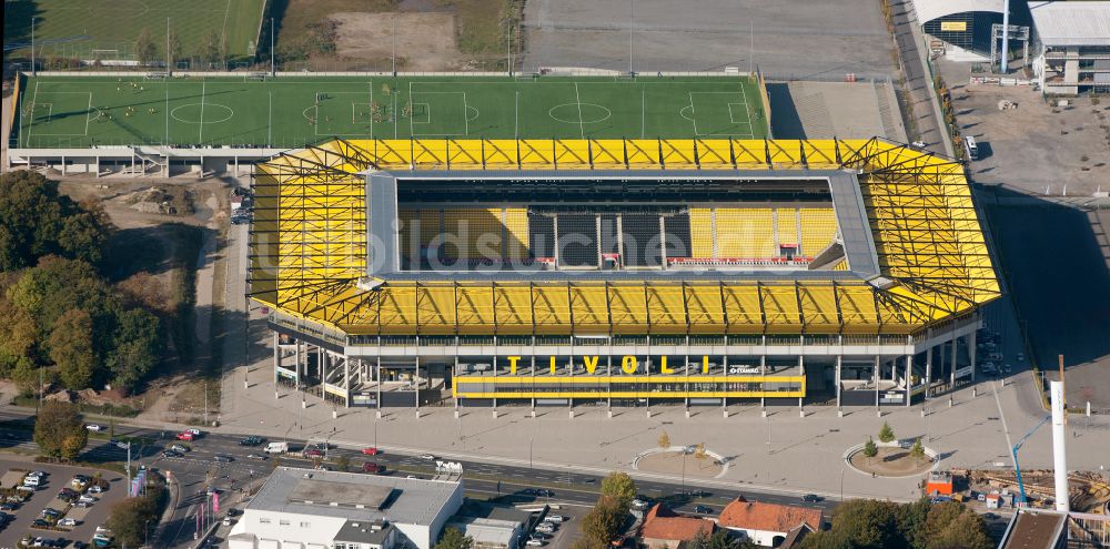 Luftaufnahme Aachen - Fussballstadion Aachener Tivoli in Aachen im Bundesland Nordrhein-Westfalen, Deutschland