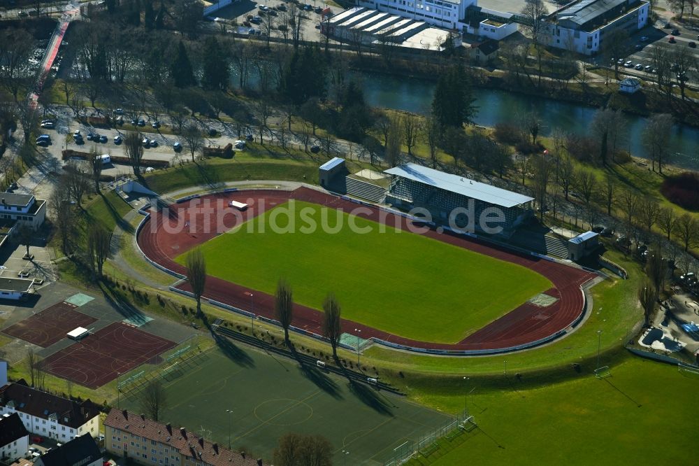 Luftbild Kempten (Allgäu) - Fussballstadion Illerstadion Kempten in Kempten (Allgäu) im Bundesland Bayern, Deutschland