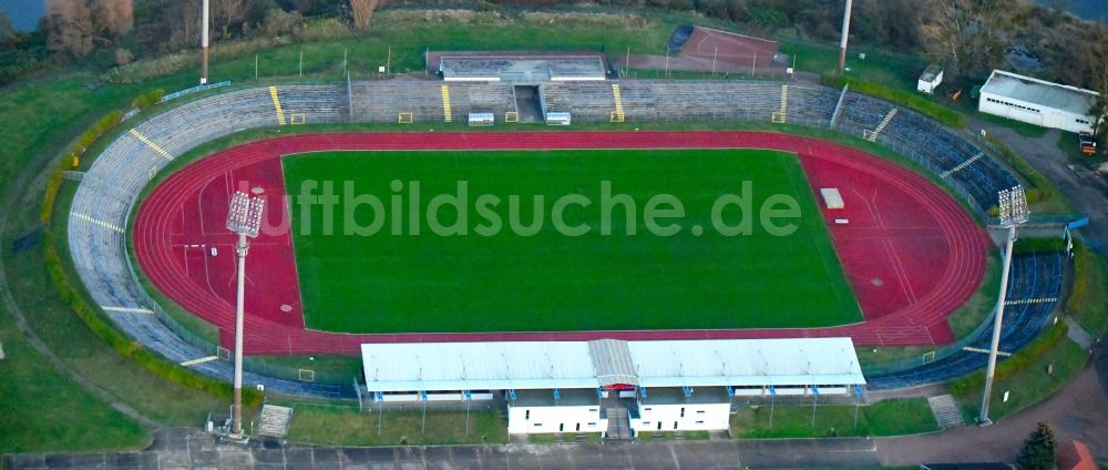 Luftbild Dessau - Fussballstadion Paul-Greifzu-Stadion in Dessau im Bundesland Sachsen-Anhalt, Deutschland