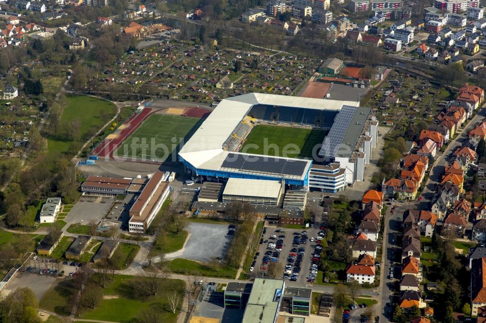 Bielefeld aus der Vogelperspektive: Fußballstadion Schüco Arena in Bielefeld im Bundesland Nordrhein-Westfalen