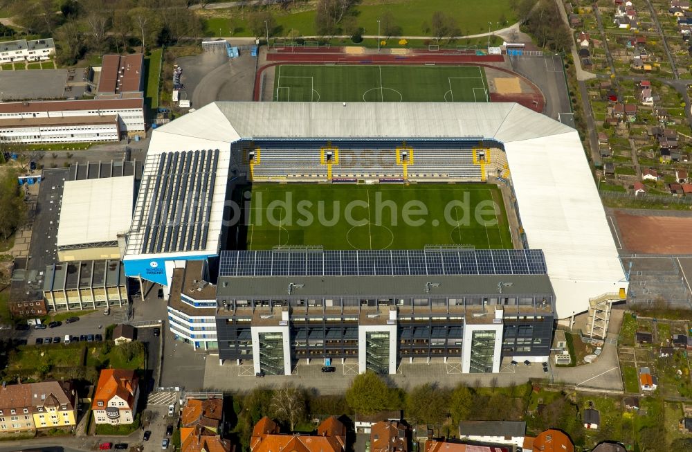 Luftaufnahme Bielefeld - Fußballstadion Schüco Arena in Bielefeld im Bundesland Nordrhein-Westfalen