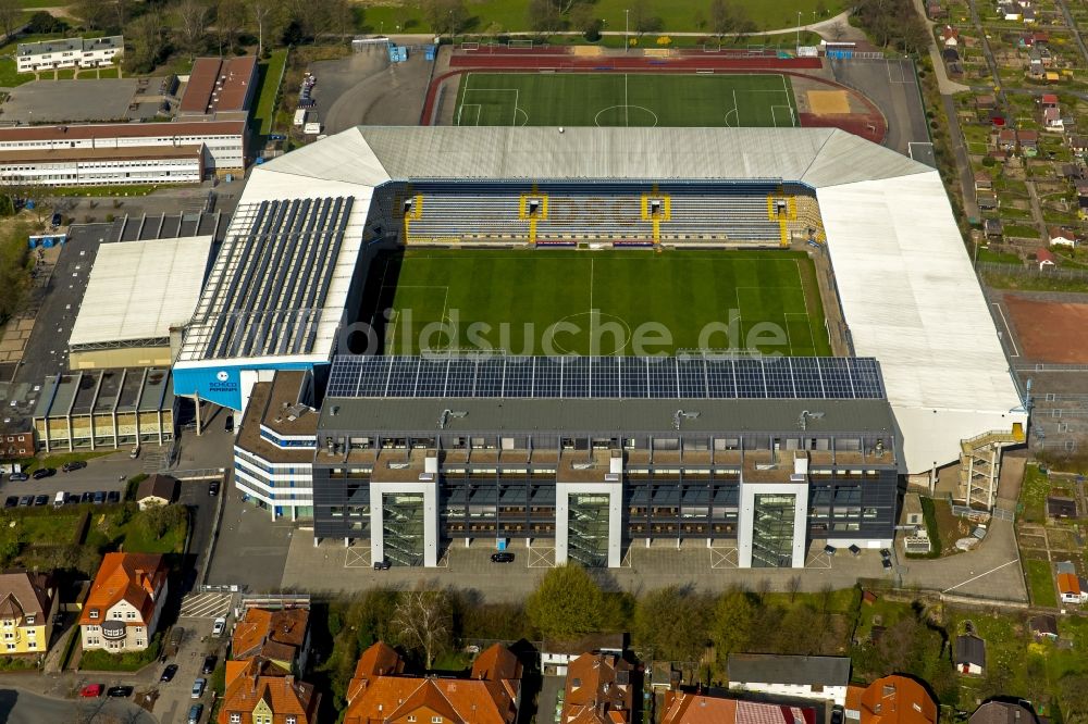 Bielefeld von oben - Fußballstadion Schüco Arena in Bielefeld im Bundesland Nordrhein-Westfalen