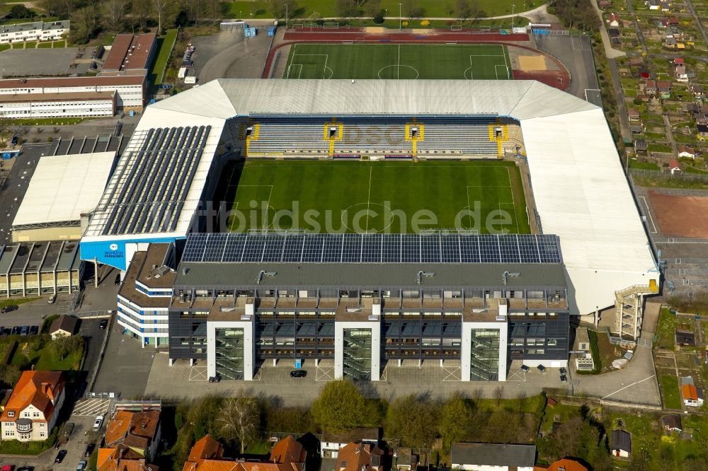 Bielefeld aus der Vogelperspektive: Fußballstadion Schüco Arena in Bielefeld im Bundesland Nordrhein-Westfalen