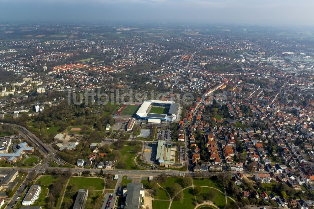 Bielefeld von oben - Fußballstadion Schüco Arena in Bielefeld im Bundesland Nordrhein-Westfalen