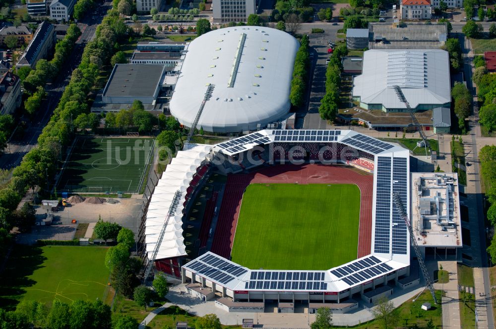 Erfurt von oben - Fussballstadion Steigerwaldstadion in Erfurt im Bundesland Thüringen, Deutschland