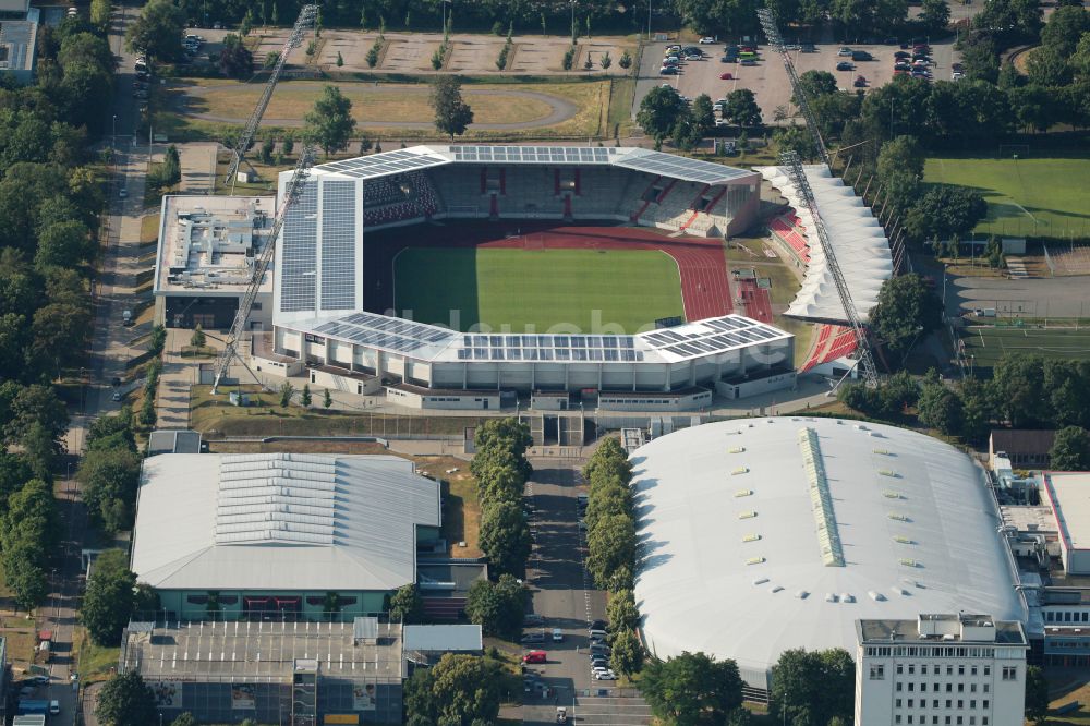 Erfurt von oben - Fussballstadion Steigerwaldstadion in Erfurt im Bundesland Thüringen, Deutschland