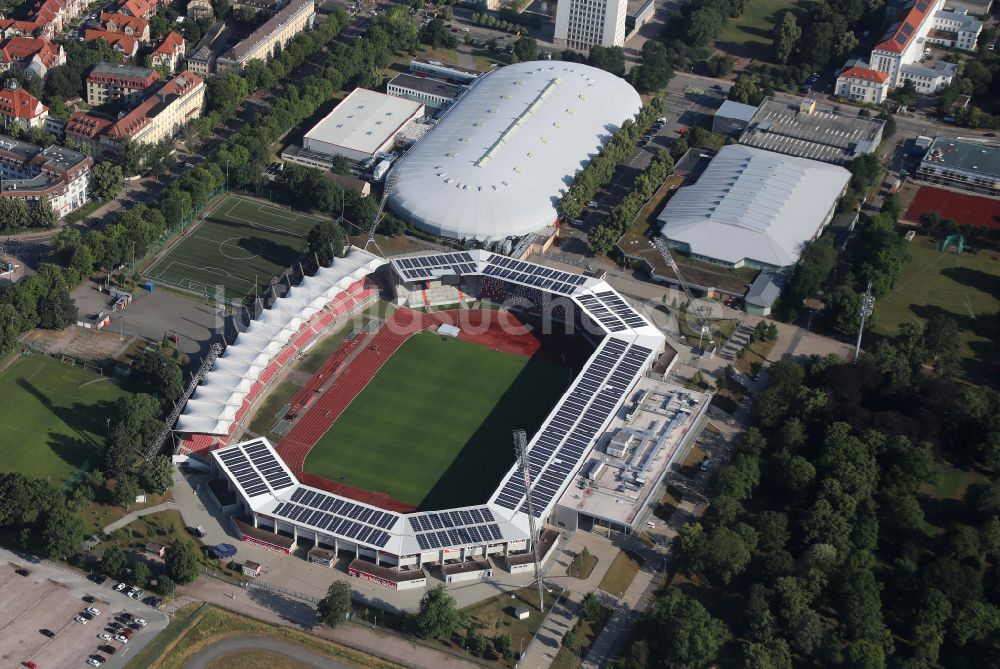 Erfurt von oben - Fussballstadion Steigerwaldstadion in Erfurt im Bundesland Thüringen, Deutschland