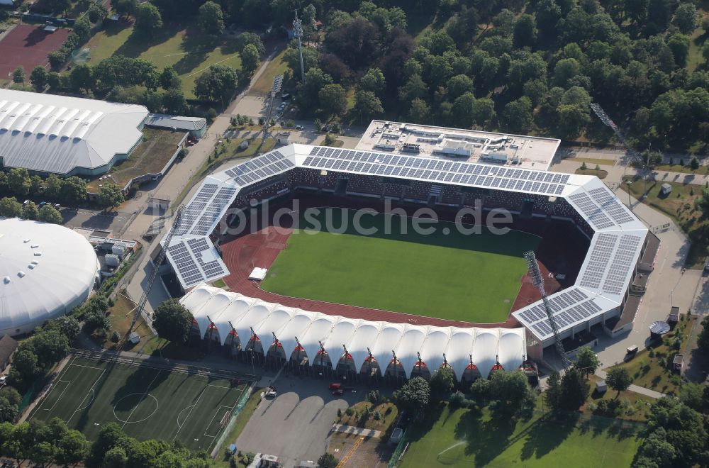 Erfurt aus der Vogelperspektive: Fussballstadion Steigerwaldstadion in Erfurt im Bundesland Thüringen, Deutschland