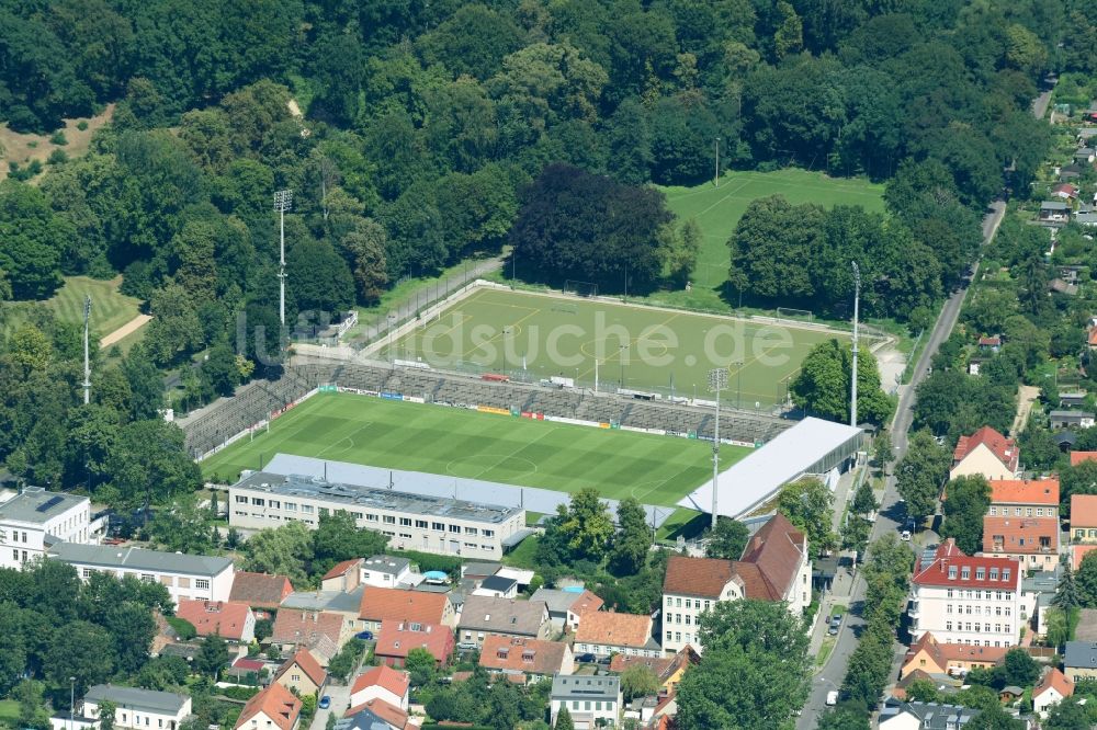 Potsdam von oben - Fussballstadion des Vereins Babelsberg 03 an der Karl-Liebknecht-Straße im Ortsteil Babelsberg in Potsdam im Bundesland Brandenburg, Deutschland