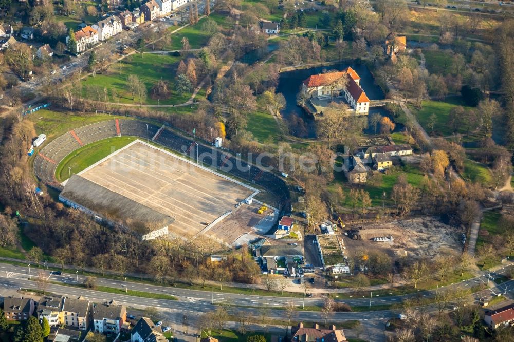 Herne aus der Vogelperspektive: Fussballstadion des Vereins Sportclub Westfalia 04 e.V. am Westring in Herne im Bundesland Nordrhein-Westfalen