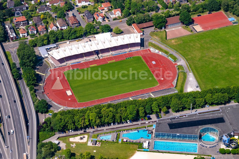 Oldenburg von oben - Fussballstadion des Vereins VFB Oldenburg Stadion Marschweg in Oldenburg im Bundesland Niedersachsen, Deutschland