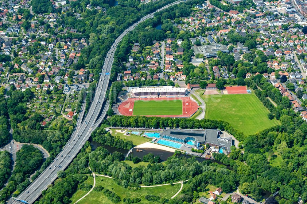 Luftbild Oldenburg - Fussballstadion des Vereins VFB Oldenburg Stadion Marschweg in Oldenburg im Bundesland Niedersachsen, Deutschland