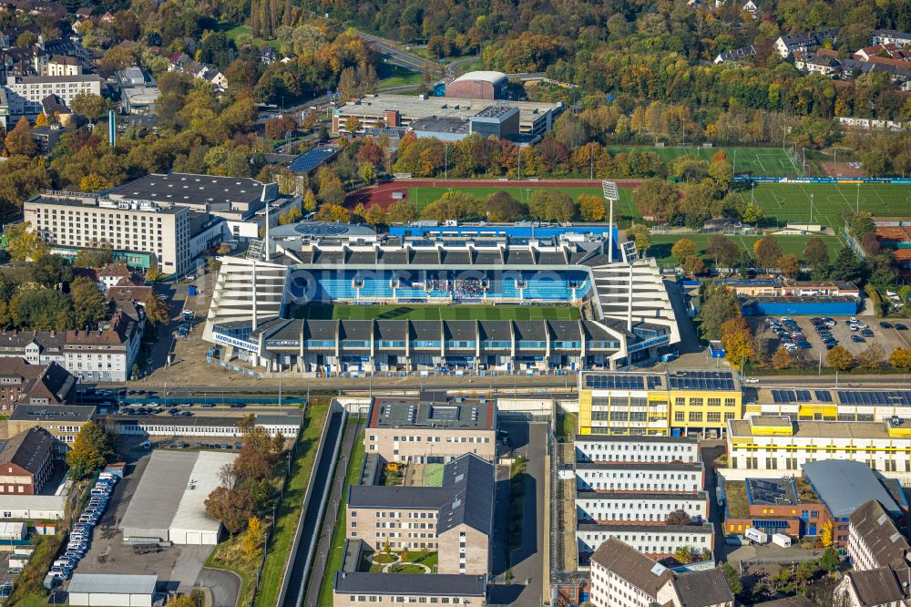 Luftaufnahme Bochum - Fussballstadion Vonovia Ruhrstadion in Bochum im Bundesland Nordrhein-Westfalen, Deutschland