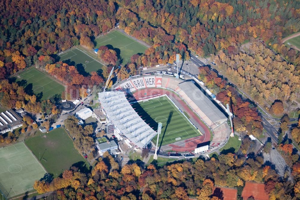 Luftbild Karlsruhe - Fussballstadion Wildparkstadion des Vereins KSC in Karlsruhe im Bundesland Baden-Württemberg