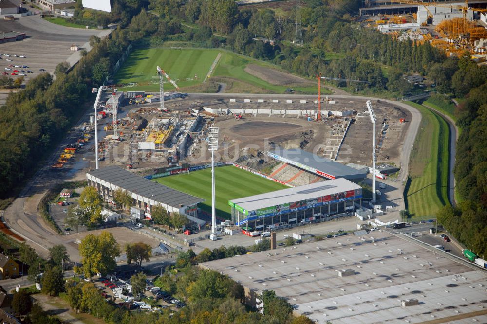 Luftbild Essen - Fußballstadionneubau am Georg-Melches-Stadion in Essen, Nordrhein-Westfalen