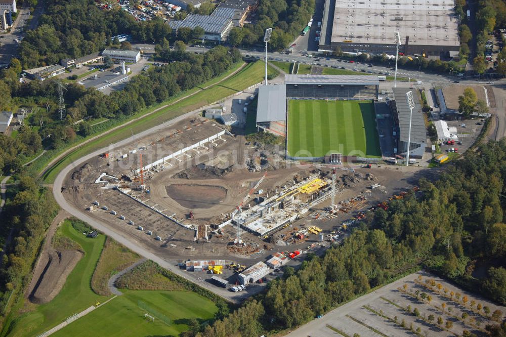 Luftbild Essen - Fußballstadionneubau am Georg-Melches-Stadion in Essen, Nordrhein-Westfalen