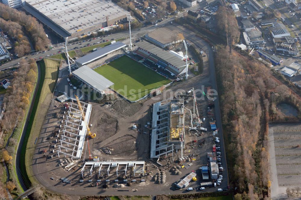 Luftbild Essen - Fußballstadionneubau am Georg-Melches-Stadion in Essen, Nordrhein-Westfalen