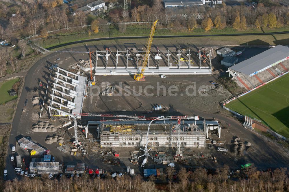 Luftbild Essen - Fußballstadionneubau am Georg-Melches-Stadion in Essen, Nordrhein-Westfalen