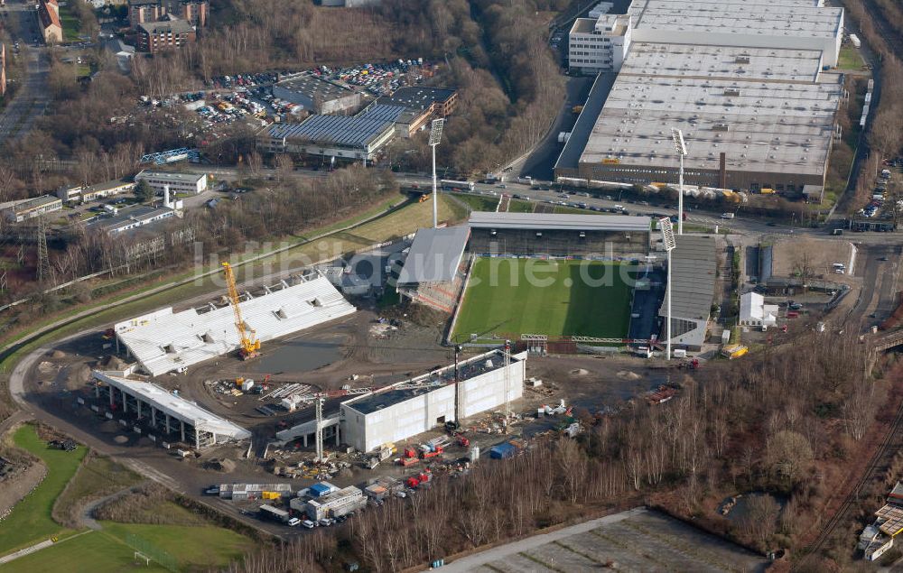 Luftbild Essen - Fußballstadionneubau am Georg-Melches-Stadion in Essen, Nordrhein-Westfalen